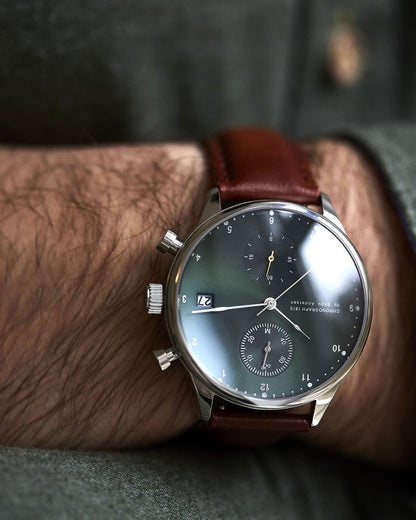 Chronograph, Steel / Green watch