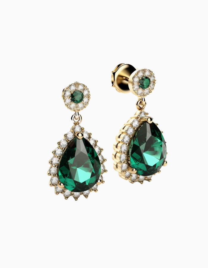 Gold Teardrop Crystal Bridal Earrings