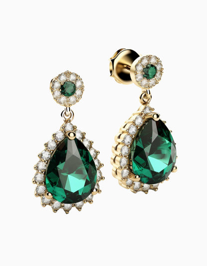 Gold Teardrop Crystal Bridal Earrings