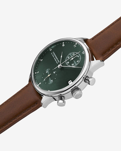 Chronograph, Steel / Green watch