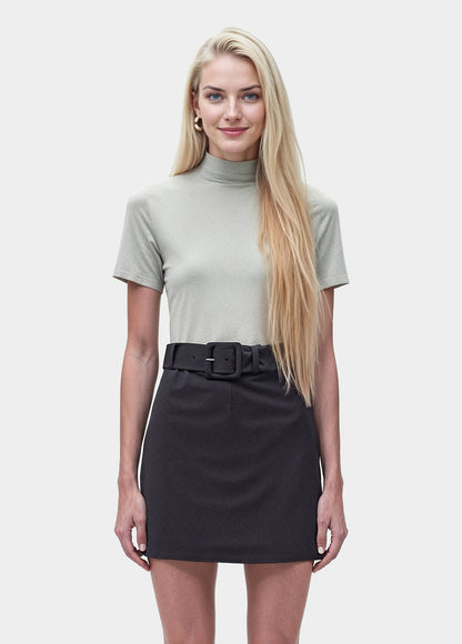 Contrasting Belt Dress