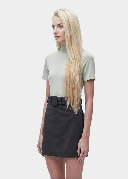 Contrasting Belt Dress