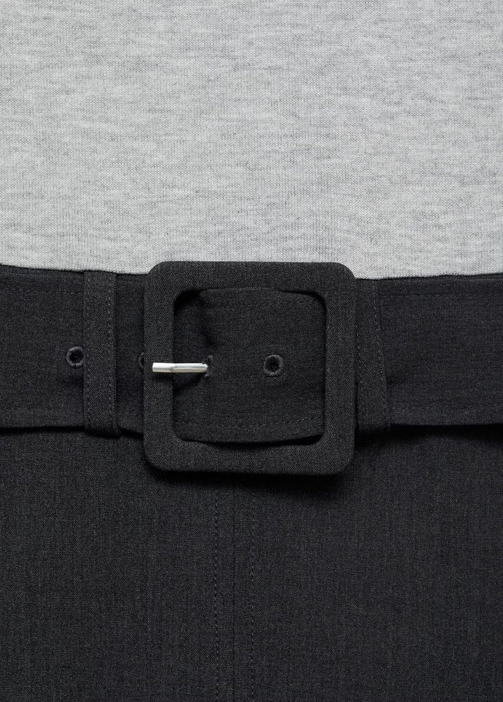 Contrasting Belt Dress