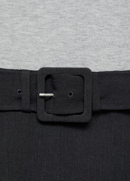Contrasting Belt Dress