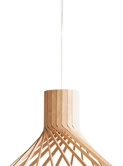Natural Wood Sculptural Pendant Light