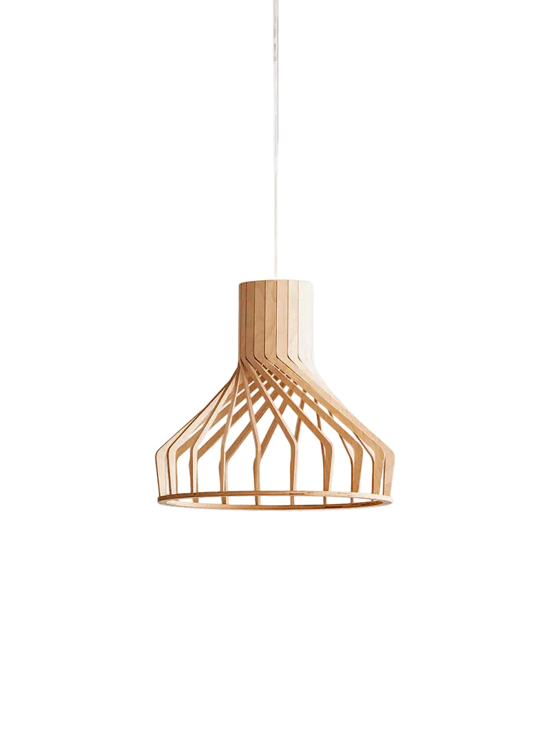 Natural Wood Sculptural Pendant Light