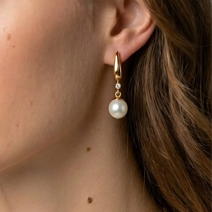 Gold Earrings With Pearls And Diamonds