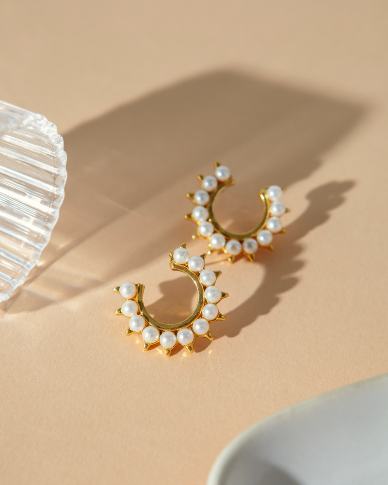AestheticGolden Earrings With Pearls