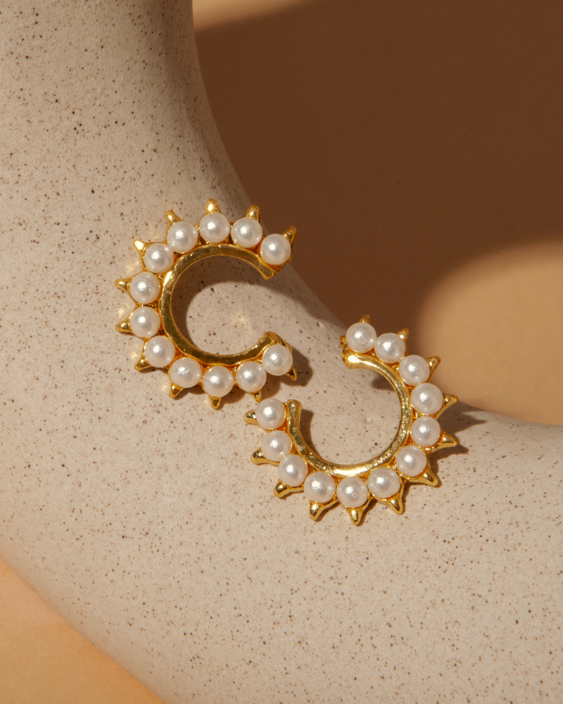 AestheticGolden Earrings With Pearls