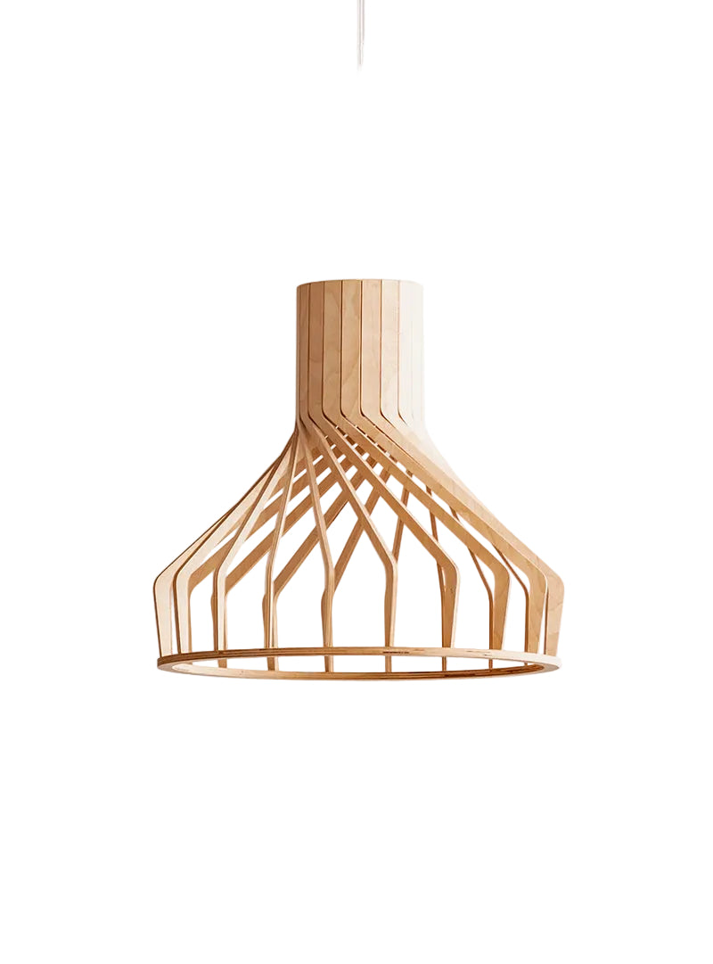Natural Wood Sculptural Pendant Light